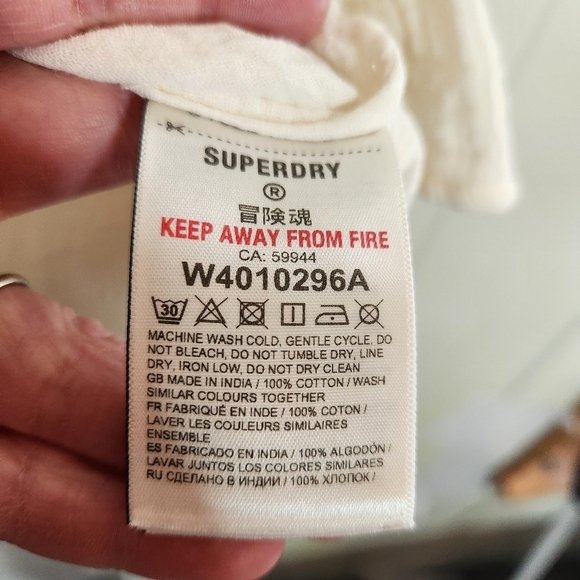 SuperDry Penny Collar Shirt Blouse in Oatmeal Size 10 Lightweight gauzy - Picture 11 of 16